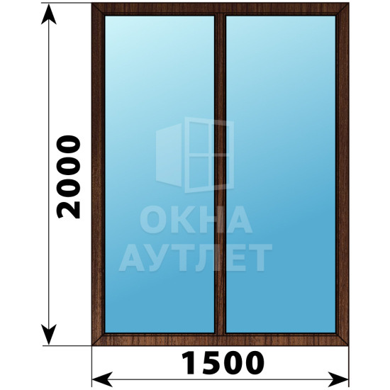 Двухстворчатое глухое деревянное окно из дуба Г-Г 1500×2000 ОА-37586
