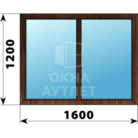 Двухстворчатое глухое деревянное окно из дуба Г-Г 1600×1200 ОА-36833
