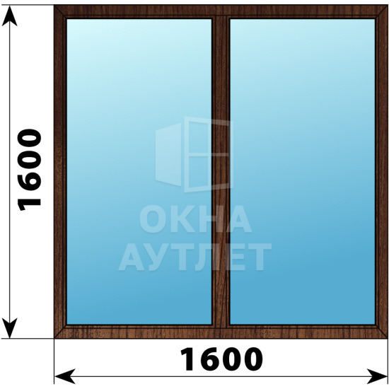 Двухстворчатое глухое деревянное окно из дуба Г-Г 1600×1600 ОА-37361