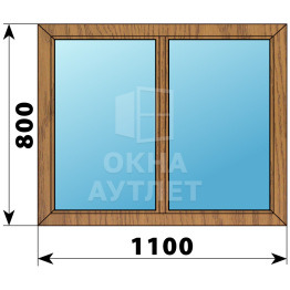 Двухстворчатое глухое деревянное окно из лиственницы Г-Г 1100×800 ОА-34925