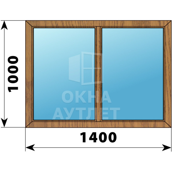 Двухстворчатое глухое деревянное окно из лиственницы Г-Г 1400×1000 ОА-35477