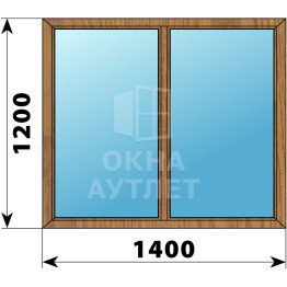 Двухстворчатое глухое деревянное окно из лиственницы Г-Г 1400×1200 ОА-35804