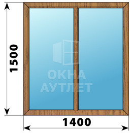 Двухстворчатое глухое деревянное окно из лиственницы Г-Г 1400×1500 ОА-36266