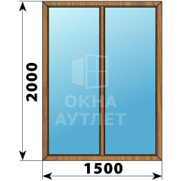 Двухстворчатое глухое деревянное окно из лиственницы Г-Г 1500×2000 ОА-37013