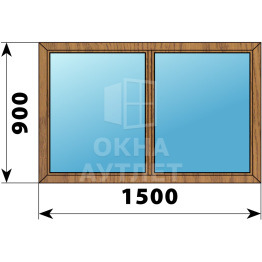 Двухстворчатое глухое деревянное окно из лиственницы Г-Г 1500×900 ОА-35420