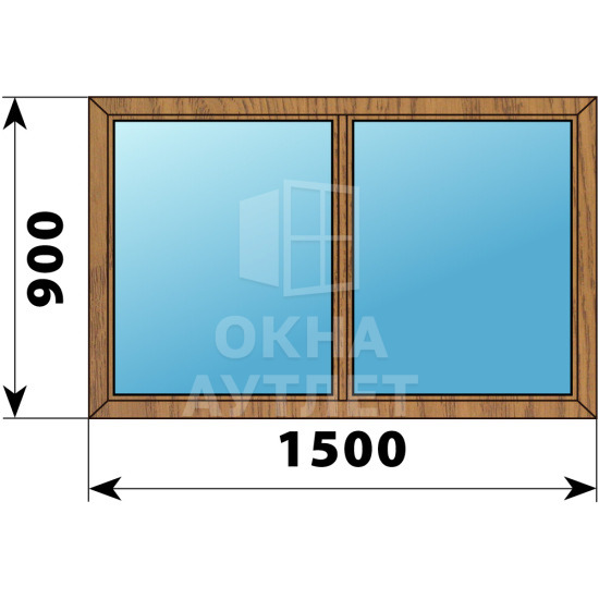Двухстворчатое глухое деревянное окно из лиственницы Г-Г 1500×900 ОА-35420