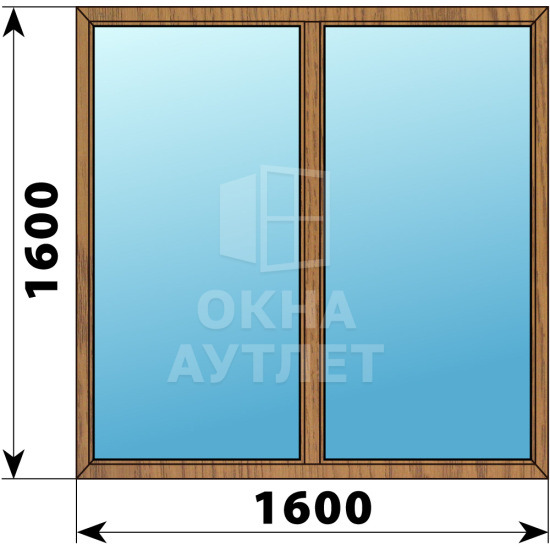 Двухстворчатое глухое деревянное окно из лиственницы Г-Г 1600×1600 ОА-36677