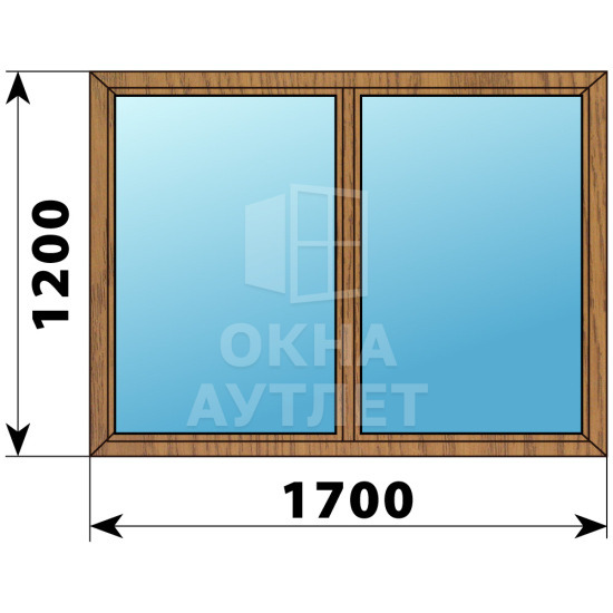Двухстворчатое глухое деревянное окно из лиственницы Г-Г 1700×1200 ОА-36212