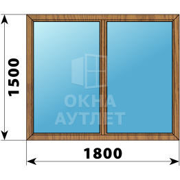 Двухстворчатое глухое деревянное окно из лиственницы Г-Г 1800×1500 ОА-36797