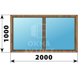 Двухстворчатое глухое деревянное окно из лиственницы Г-Г 2000×1000 ОА-36149