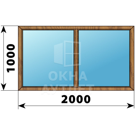Двухстворчатое глухое деревянное окно из лиственницы Г-Г 2000×1000 ОА-36149