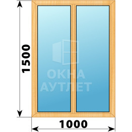 Двухстворчатое глухое деревянное окно из сосны Г-Г 1000×1500 ОА-35099