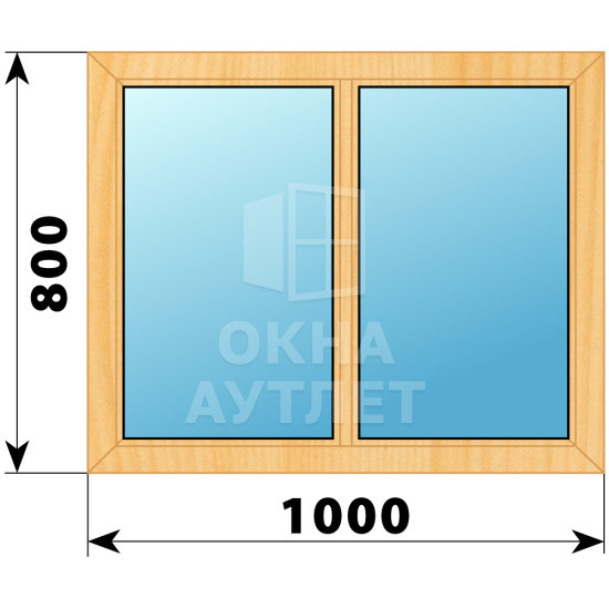 Двухстворчатое глухое деревянное окно из сосны Г-Г 1000×800 ОА-34673