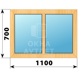 Двухстворчатое глухое деревянное окно из сосны Г-Г 1100×700 ОА-34664
