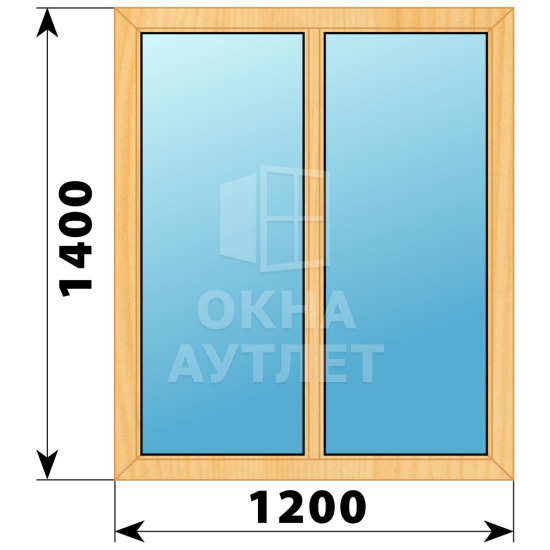 Двухстворчатое глухое деревянное окно из сосны Г-Г 1200×1400 ОА-35258