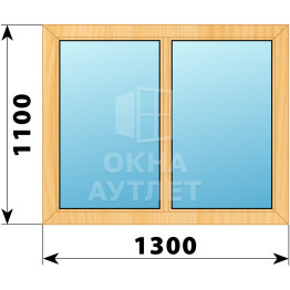 Двухстворчатое глухое деревянное окно из сосны Г-Г 1300×1100 ОА-35042