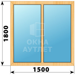 Двухстворчатое глухое деревянное окно из сосны Г-Г 1500×1800 ОА-36083