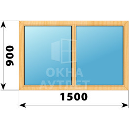 Двухстворчатое глухое деревянное окно из сосны Г-Г 1500×900 ОА-35003