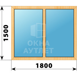 Двухстворчатое глухое деревянное окно из сосны Г-Г 1800×1500 ОА-36086