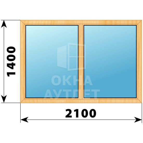 Двухстворчатое глухое деревянное окно из сосны Г-Г 2100×1400 ОА-36269