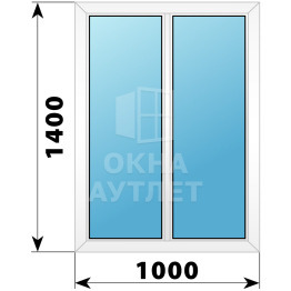 Двухстворчатое глухое пластиковое окно Г-Г 1000×1400 ОА-32370