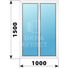 Двухстворчатое глухое пластиковое окно Г-Г 1000×1500 ОА-32406