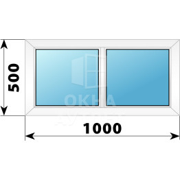 Двухстворчатое глухое пластиковое окно Г-Г 1000×500 ОА-32145