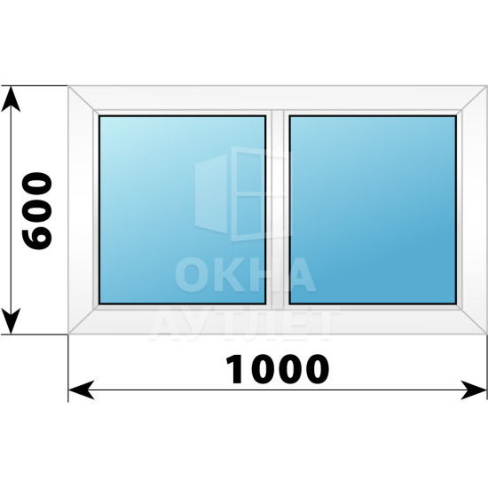 Двухстворчатое глухое пластиковое окно Г-Г 1000×600 ОА-32154