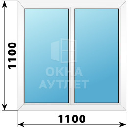 Двухстворчатое глухое пластиковое окно Г-Г 1100×1100 ОА-32313