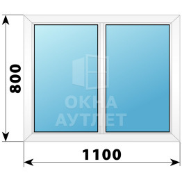 Двухстворчатое глухое пластиковое окно Г-Г 1100×800 ОА-32208