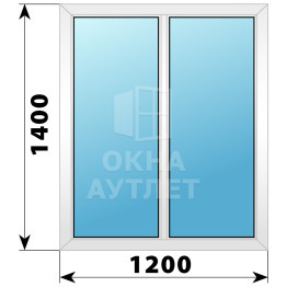 Двухстворчатое глухое пластиковое окно Г-Г 1200×1400 ОА-32454