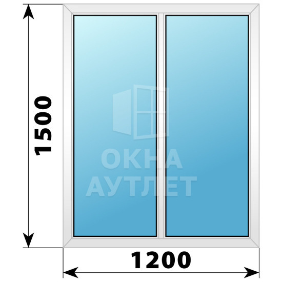 Двухстворчатое глухое пластиковое окно Г-Г 1200×1500 ОА-32505