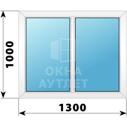 Двухстворчатое глухое пластиковое окно Г-Г 1300×1000 ОА-32337