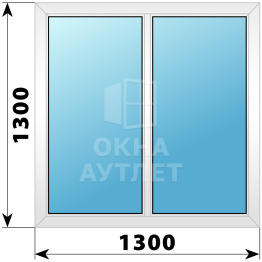 Двухстворчатое глухое пластиковое окно Г-Г 1300×1300 ОА-32460