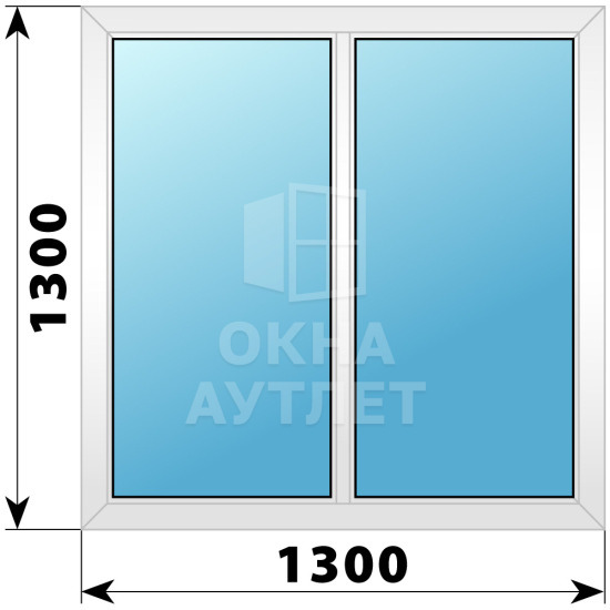 Двухстворчатое глухое пластиковое окно Г-Г 1300×1300 ОА-32460
