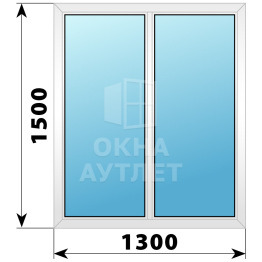 Двухстворчатое глухое пластиковое окно Г-Г 1300×1500 ОА-32562