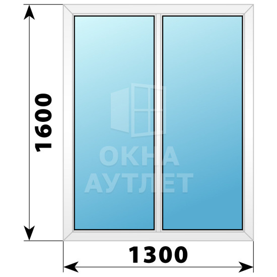 Двухстворчатое глухое пластиковое окно Г-Г 1300×1600 ОА-32616