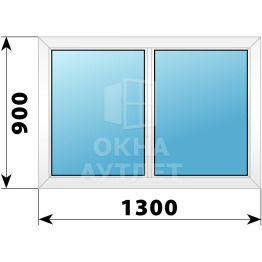 Двухстворчатое глухое пластиковое окно Г-Г 1300×900 ОА-32292