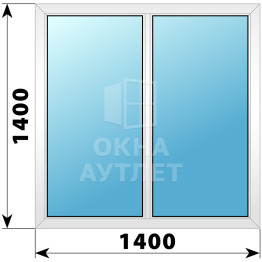Двухстворчатое глухое пластиковое окно Г-Г 1400×1400 ОА-32568