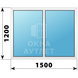 Двухстворчатое глухое пластиковое окно Г-Г 1500×1200 ОА-32508
