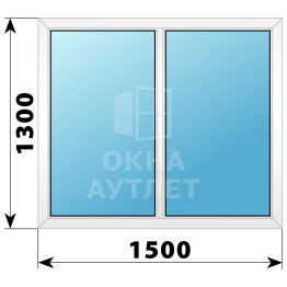 Двухстворчатое глухое пластиковое окно Г-Г 1500×1300 ОА-32565