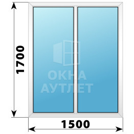 Двухстворчатое глухое пластиковое окно Г-Г 1500×1700 ОА-32787