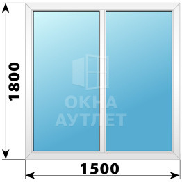Двухстворчатое глухое пластиковое окно Г-Г 1500×1800 ОА-32838
