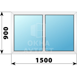 Двухстворчатое глухое пластиковое окно Г-Г 1500×900 ОА-32352