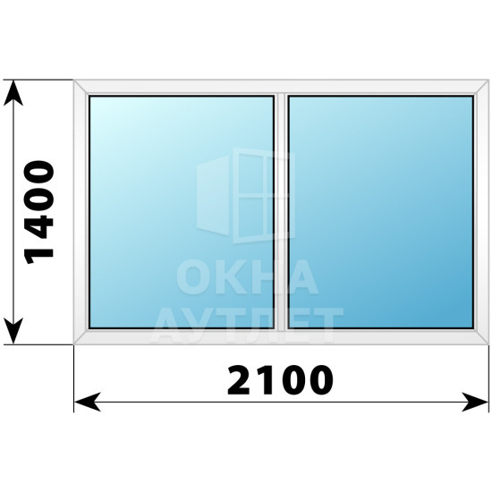 Двухстворчатое глухое пластиковое окно Г-Г 2100×1400 ОА-32919