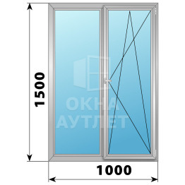 Двухстворчатое поворотно-откидное алюминиевое окно Г-ПО 1000×1500 ОА-34142