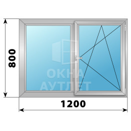 Двухстворчатое поворотно-откидное алюминиевое окно Г-ПО 1200×800 ОА-33972