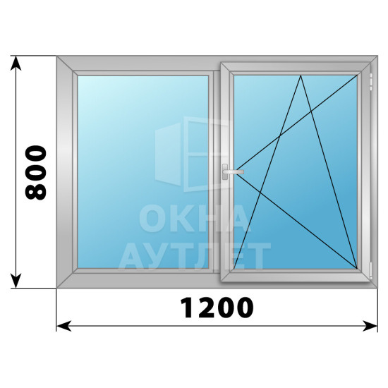 Двухстворчатое поворотно-откидное алюминиевое окно Г-ПО 1200×900 ОА-34005