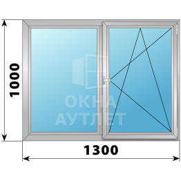 Двухстворчатое поворотно-откидное алюминиевое окно Г-ПО 1300×1000 ОА-34083