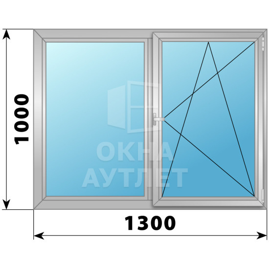 Двухстворчатое поворотно-откидное алюминиевое окно Г-ПО 1300×1000 ОА-34083